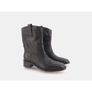 Bibi Lou Briana Western Boot Black Leather Size 37 7 Pull On Cowboy Ankle